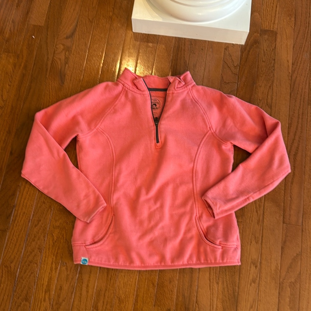 30A Dumpster Diver Recycled bottle sweater 1/4 zip coral / salmon color size med